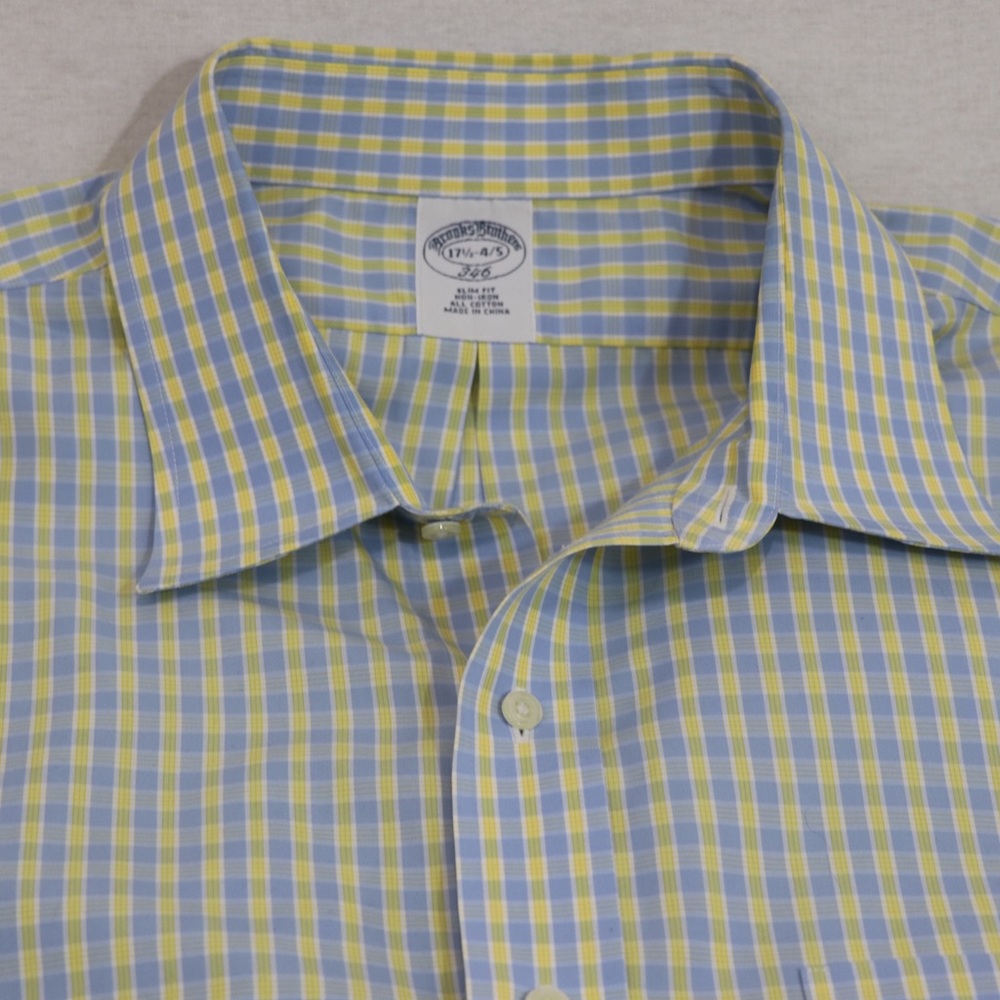 Brooks Brothers "346" 17.5 4/5 Blue Yellow Striped
